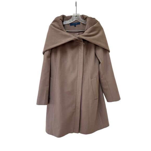 Cole Haan women’s 6 wool camel brown cape coat drape collar - Picture 1 of 7